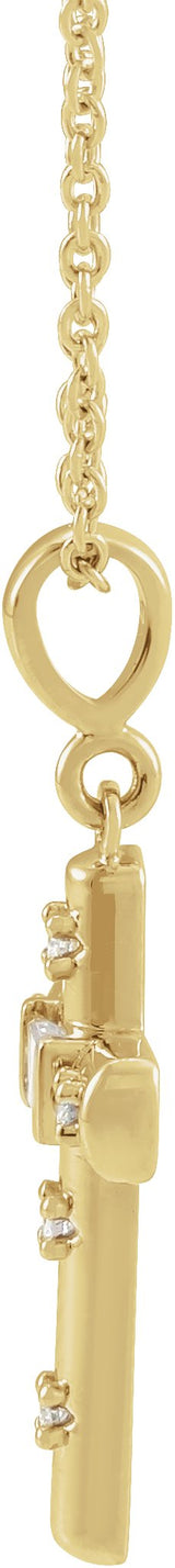 14K Gold Straight Baguette Natural Diamond Accented Cross Necklace or Pendant - Yellow Gold - view 4