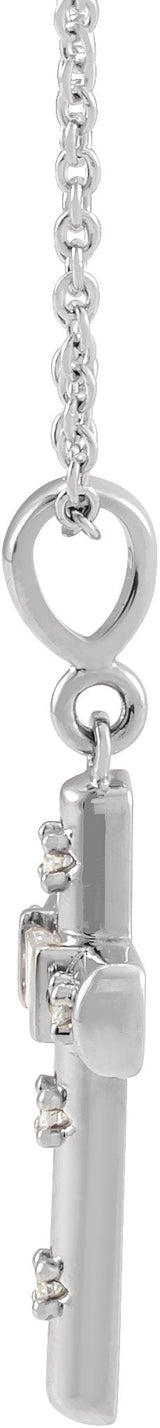 Platinum Straight Baguette Natural Diamond Accented Cross Necklace or Pendant - view 7