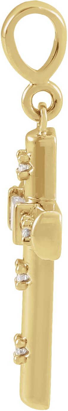 14K Gold Straight Baguette Natural Diamond Accented Cross Necklace or Pendant - Yellow Gold - view 4
