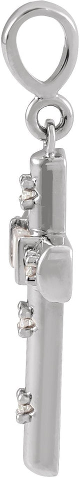 Platinum Straight Baguette Natural Diamond Accented Cross Necklace or Pendant - view 5