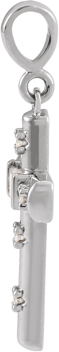 Platinum Straight Baguette Natural Diamond Accented Cross Necklace or Pendant - view 5