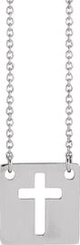14K Gold Pierced Cross Necklace - White Gold