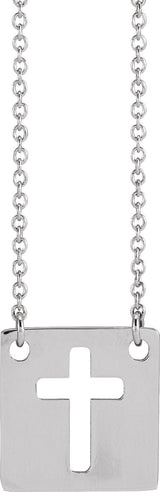 Platinum Pierced Cross Necklace