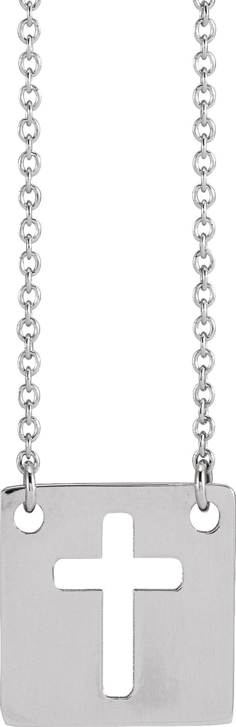 Platinum Pierced Cross Necklace