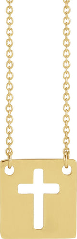14K Gold Pierced Cross Necklace - Yellow Gold