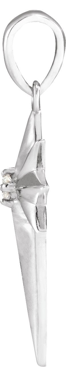 Platinum Round Natural Diamond Star Cross Necklace or Pendant - view 4