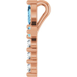 14K Gold Marquise Natural Aquamarine & Natural Diamond Cross Necklace or Pendant - Rose Gold - view 6