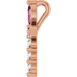 14K Gold Marquise Natural Pink Tourmaline & Natural Diamond Cross Necklace or Pendant - Rose Gold - view 6