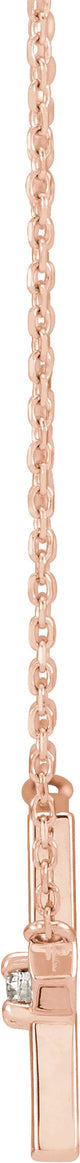 14K Gold Round Natural Diamond Sideways Cross Necklace – 0.06 CTW - Rose Gold - view 4