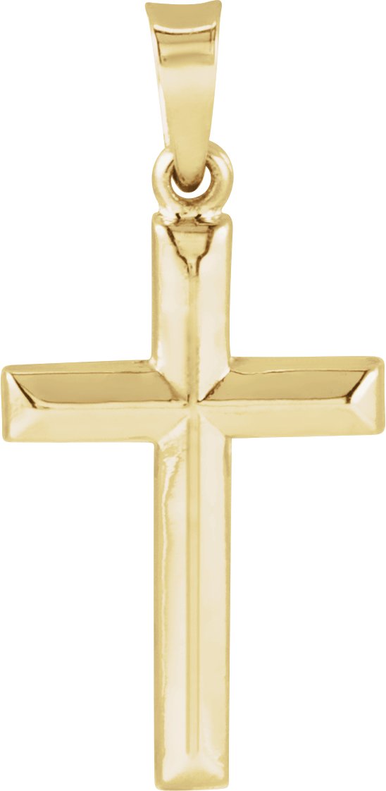 14K Gold Geometric Cross Pendant – 17x12mm