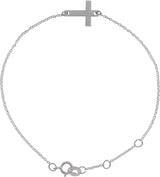 Platinum Engravable Cross Bracelet