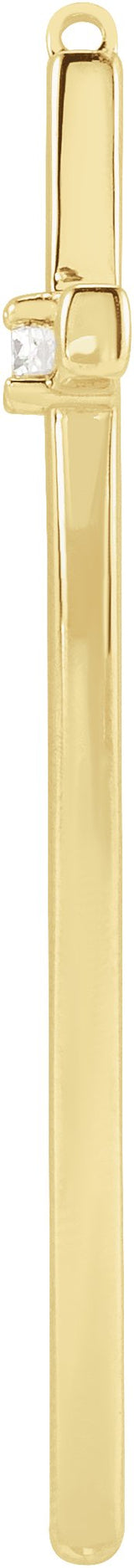 14K Gold Round Natural Diamond Sideways Cross Necklace – 0.06 CTW - Yellow Gold - view 4