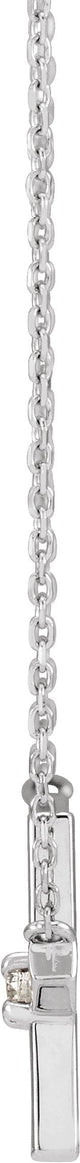 14K Gold Round Natural Diamond Sideways Cross Necklace – 0.06 CTW - White Gold - view 4