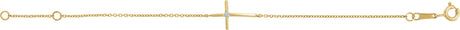 14K Gold Round White Cubic Zirconia Youth Sideways Cross Bracelet - view 2