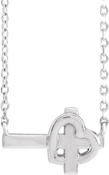 14K Gold Sideways Cross & Heart Necklace - White Gold - view 9