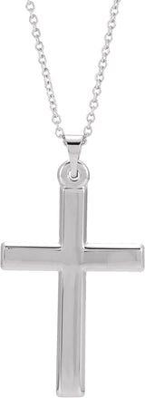14K Gold Cross Necklace or Pendant – 24.5x16.5mm - White Gold