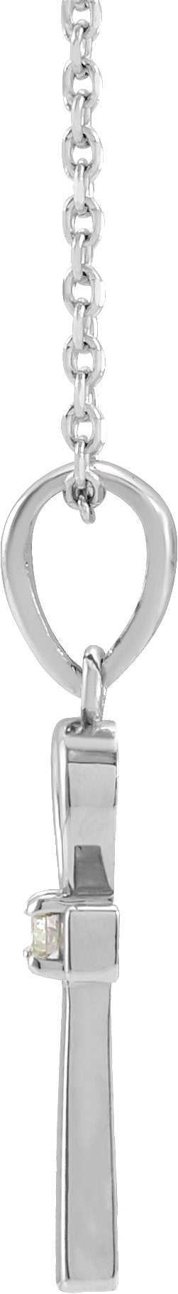 14K Gold Round Natural Diamond Ankh Cross Necklace or Pendant - White Gold - view 4