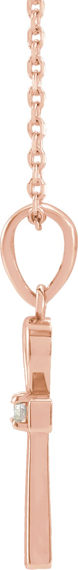14K Gold Round Natural Diamond Ankh Cross Necklace or Pendant - Rose Gold - view 4