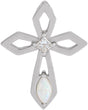Platinum Marquise Natural White Opal & Natural Diamond Pierced Cross Necklace or Pendant