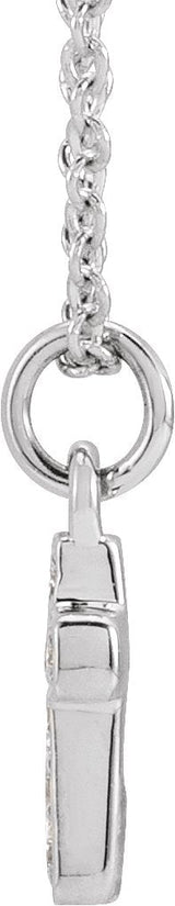 14K Gold Round Natural Diamond Youth Cross Necklace - White Gold - view 4
