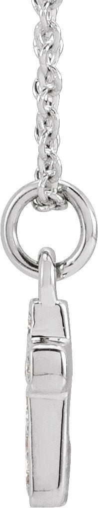 14K Gold Round Natural Diamond Youth Cross Necklace - White Gold - view 4