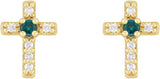 14K Gold Round Natural Alexandrite Accented Cross Earrings – 1.5-2mm Stones - Yellow Gold - view 6
