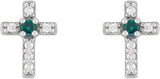 14K Gold Round Natural Alexandrite Accented Cross Earrings – 1.5-2mm Stones - White Gold - view 6