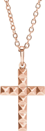 14K Gold Pyramid Cross Necklace or Pendant - Rose Gold