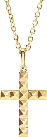14K Gold Pyramid Cross Necklace or Pendant - Yellow Gold