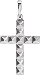 14K Gold Pyramid Cross Necklace or Pendant - White Gold