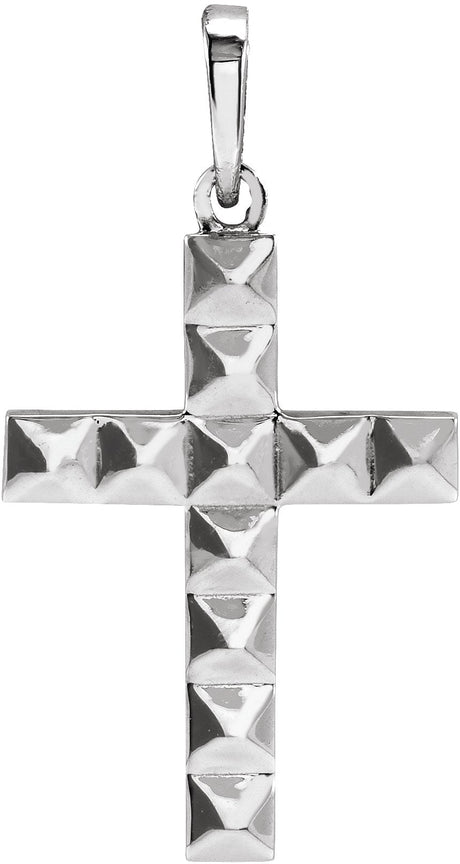 14K Gold Pyramid Cross Necklace or Pendant - White Gold