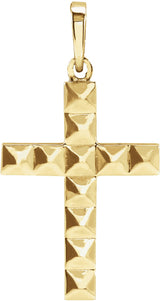 14K Gold Pyramid Cross Necklace or Pendant - Yellow Gold