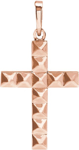 14K Gold Pyramid Cross Necklace or Pendant - Rose Gold