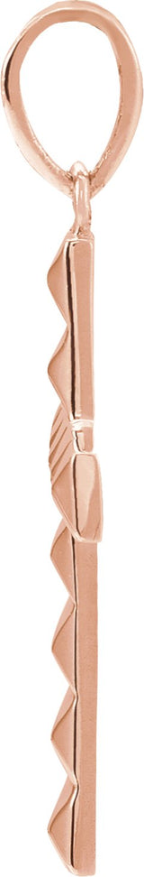 14K Gold Pyramid Cross Necklace or Pendant - Rose Gold - view 2