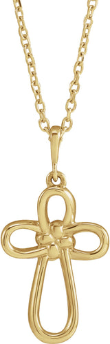 14K Gold Knotted Cross Necklace or Pendant - Yellow Gold