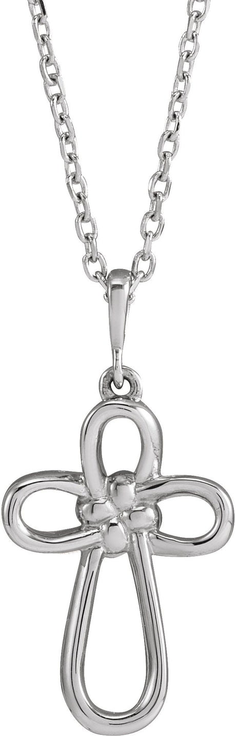 Platinum Knotted Cross Necklace or Pendant