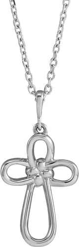 14K Gold Knotted Cross Necklace or Pendant - White Gold