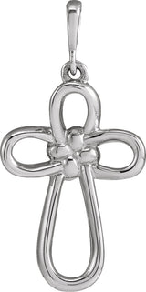 14K Gold Knotted Cross Necklace or Pendant - White Gold