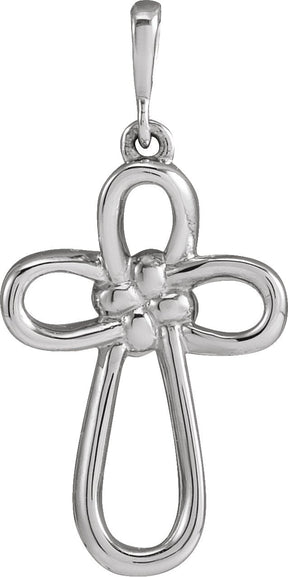 14K Gold Knotted Cross Necklace or Pendant - White Gold