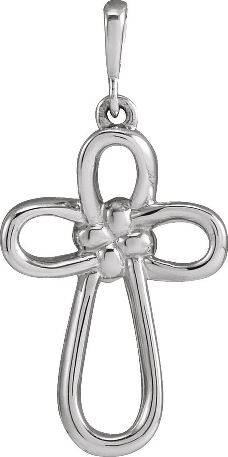 14K Gold Knotted Cross Necklace or Pendant - White Gold