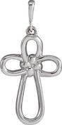 14K Gold Knotted Cross Necklace or Pendant - White Gold