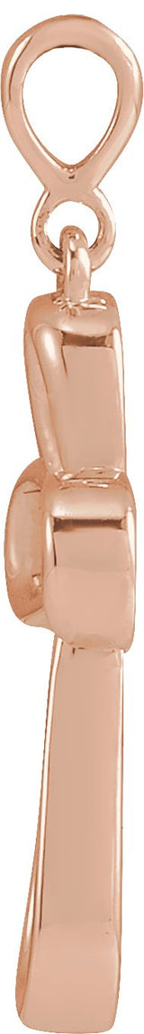 14K Gold Knotted Cross Necklace or Pendant - Rose Gold - view 2