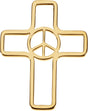 14K Gold Peace Sign Cross Pendant - Yellow Gold