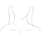 14K Gold Cultured White Freshwater Pearl Pearl Cross Necklace or Pendant - Rose Gold - view 3