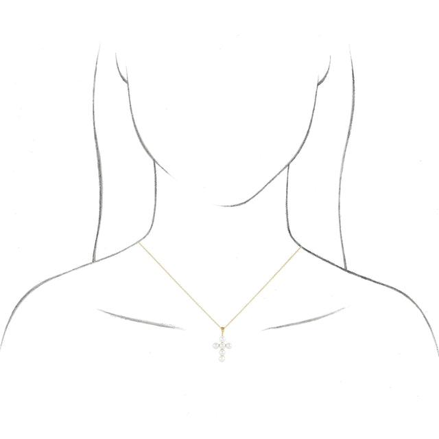 14K Gold Cultured White Freshwater Pearl Pearl Cross Necklace or Pendant - Rose Gold - view 3
