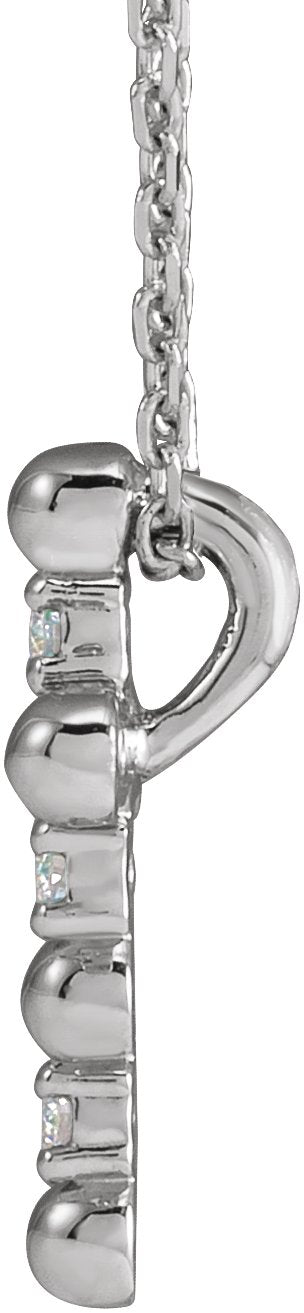 Platinum Round Natural Diamond Beaded Cross Necklace or Pendant - view 4