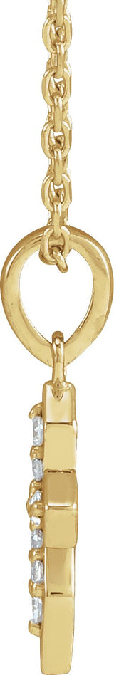 14K Gold Round Natural Diamond Petite Cross Necklace or Pendant II - Yellow Gold - view 4
