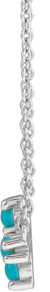 Platinum Round Natural Turquoise Sideways Cross Necklace - view 6
