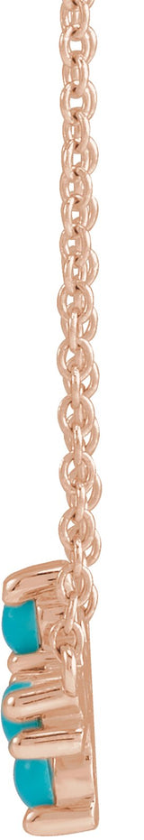 14K Gold Round Natural Turquoise Sideways Cross Necklace - Rose Gold - view 6
