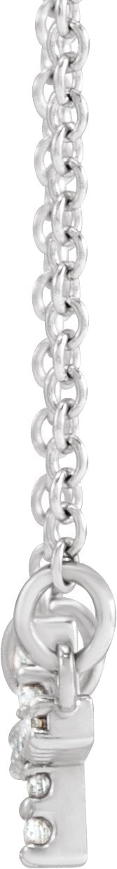 Platinum Round Natural Diamond Sideways Cross Necklace - view 6